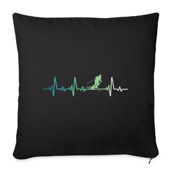 Skiing Skiing Heartbeat Skiing - Sofa pillowcase 17,3'' x 17,3'' (45 x 45 cm) - black - Front