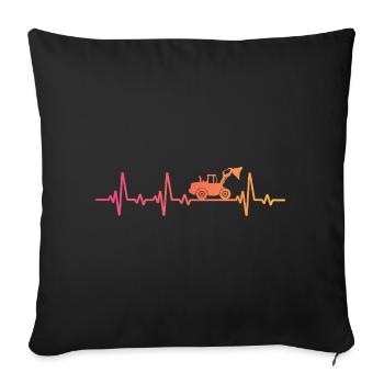 Chargeuse Sunset battement de coeur Bulldozer - Housse de coussin décorative 45 x 45 cm - noir - Devant