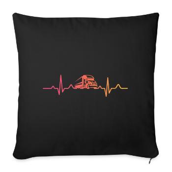 routier sunset battement de coeur Trucker - Housse de coussin décorative 45 x 45 cm - noir - Devant
