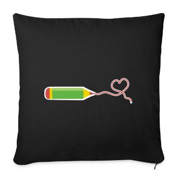 Pen with heart drawing draw pencil - Sofa pillowcase 17,3'' x 17,3'' (45 x 45 cm) - black - Front