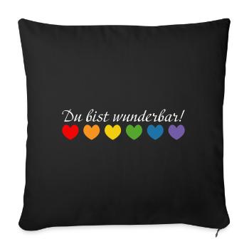 Regenbogenherzchen du bist wunderbar white - Sofakissenbezug 45 x 45 cm - Schwarz - Vorne