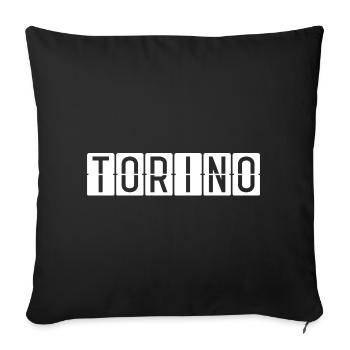 Panneau de l’aéroport de Turin - Housse de coussin décorative 45 x 45 cm - noir - Devant
