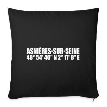 Asnières-sur-Seine coordinates - Sofa pillowcase 17,3'' x 17,3'' (45 x 45 cm) - black - Front