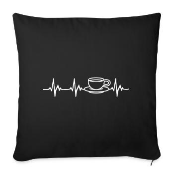 Kaffee Herzschlag - Sofakissenbezug 45 x 45 cm - Schwarz - Vorne