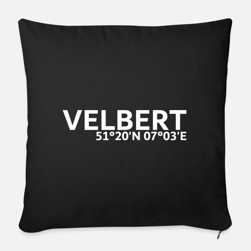 Velbert Koordinaten - Sofakissenbezug 45 x 45 cm - Schwarz