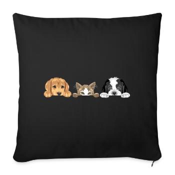 Golden Retriever, Katze und Bernhardiner - Sofakissenbezug 45 x 45 cm - Schwarz - Vorne