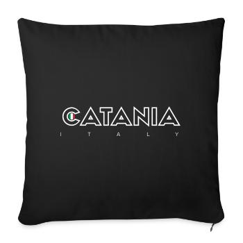 T-shirt Catane Italie Crest - Housse de coussin décorative 45 x 45 cm - noir - Devant