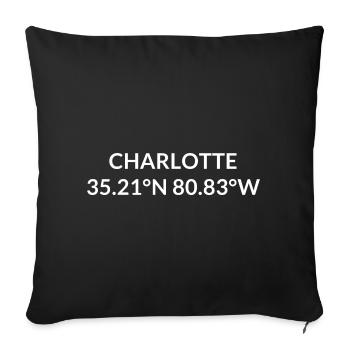 Coordonnées de Charlotte, Caroline du Nord, États-Unis - Housse de coussin décorative 45 x 45 cm - noir - Devant