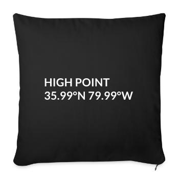 High Point, North Carolina, USA Coordinates - Sofa pillowcase 17,3'' x 17,3'' (45 x 45 cm) - black - Front