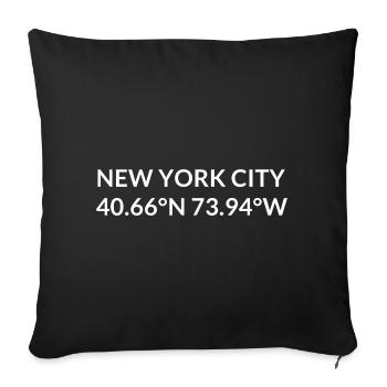 New York City, New York, United States Coordinates - Sofa pillowcase 17,3'' x 17,3'' (45 x 45 cm) - black - Front