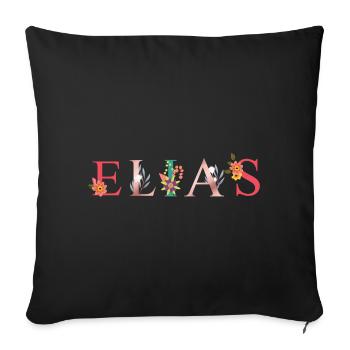 ELIAS Name Art With Flowers Embroidered - Sofa pillowcase 17,3'' x 17,3'' (45 x 45 cm) - black - Front