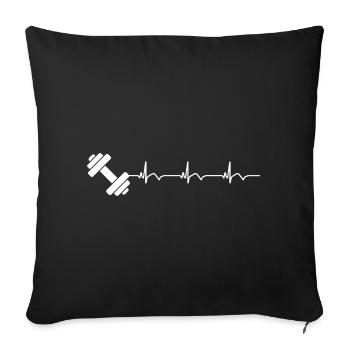 Dumbbell Gym Fitness Bodybuilding ECG Heartbeat - Sofa pillowcase 17,3'' x 17,3'' (45 x 45 cm) - black - Front