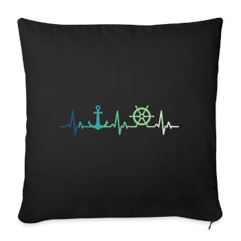 Anchor Heartbeat Sailor Gift Sailor - Sofa pillowcase 17,3'' x 17,3'' (45 x 45 cm) - black - Front