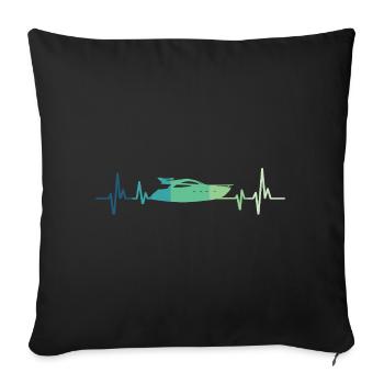 bateau à moteur battement de coeur yacht capitaine - Housse de coussin décorative 45 x 45 cm - noir - Devant