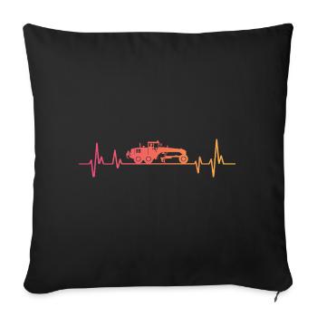 Sunset Construction Vehicle Motor Grader - Sofa pillowcase 17,3'' x 17,3'' (45 x 45 cm) - black - Front