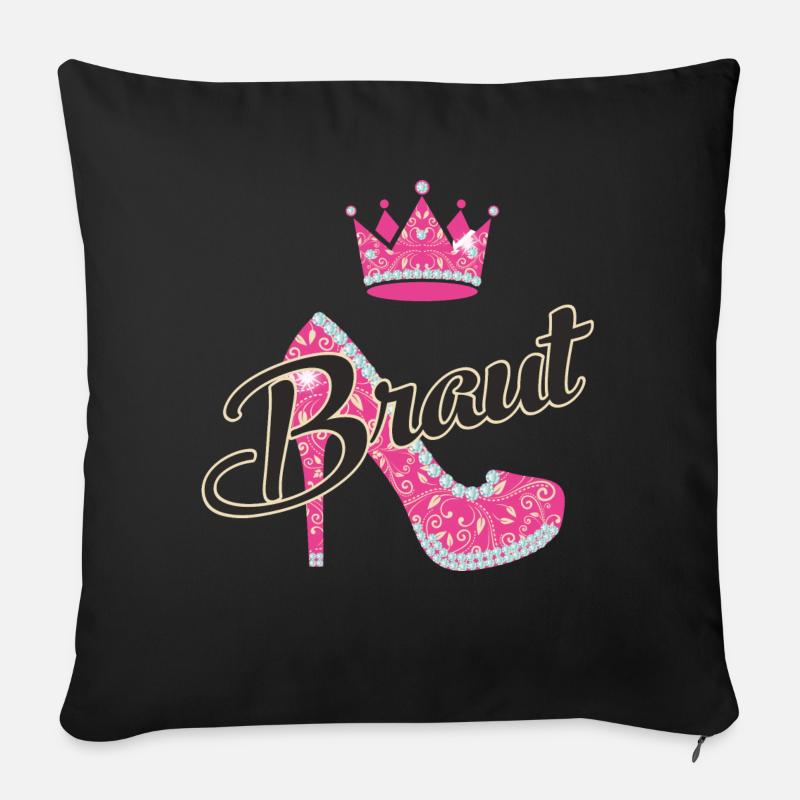 JGA - Braut Schuh - RAHMENLOS - Sofakissenbezug 45 x 45 cm - Schwarz