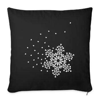 Flocon de neige coeur - Housse de coussin décorative 45 x 45 cm - noir - Devant
