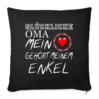 Happy Grandma - my heart belongs to my grandson - Sofa pillowcase 17,3'' x 17,3'' (45 x 45 cm) - black - Front