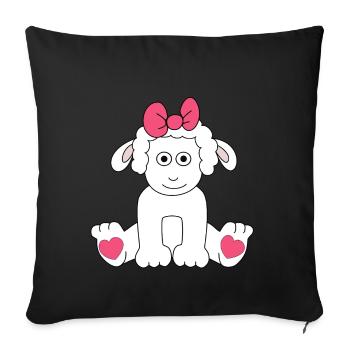Schaf Zeichnung Herzen Ostern Kinder Baby Lamm - Sofakissenbezug 45 x 45 cm - Schwarz - Vorne