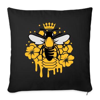 A bee with a crown - Sofa pillowcase 17,3'' x 17,3'' (45 x 45 cm) - black - Front