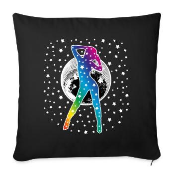 02 Disco Dance Stars Discokugel Discoball - Sofakissenbezug 45 x 45 cm - Schwarz - Vorne