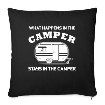 What Happens in the Camper Stays in the Camper - Sofa pillowcase 17,3'' x 17,3'' (45 x 45 cm) - black - Front