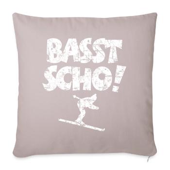 Basst Scho! Après-Ski Wintersport Skifahrer - Sofakissenbezug 45 x 45 cm - helles Taupe - Vorne