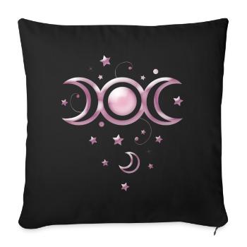 Lune Phases lunaires Wicca - Housse de coussin décorative 45 x 45 cm - noir - Devant