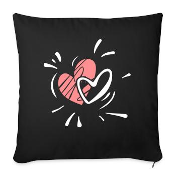 Two hearts - symbol of love - Sofa pillowcase 17,3'' x 17,3'' (45 x 45 cm) - black - Front