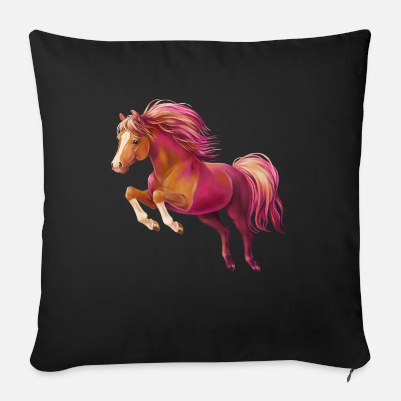 Cory le poney - Housse de coussin décorative 45 x 45 cm - noir