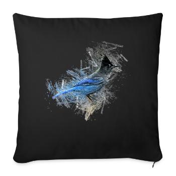 Oiseau bleu - Housse de coussin décorative 45 x 45 cm - noir - Devant