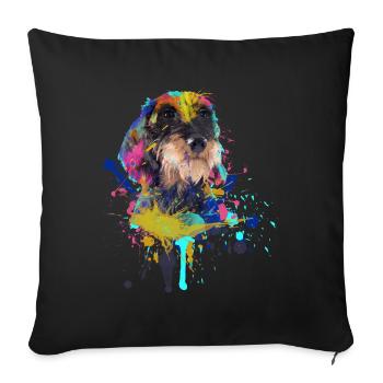 Wire-haired dachshund dachshund dachshund illustration - Sofa pillowcase 17,3'' x 17,3'' (45 x 45 cm) - black - Front