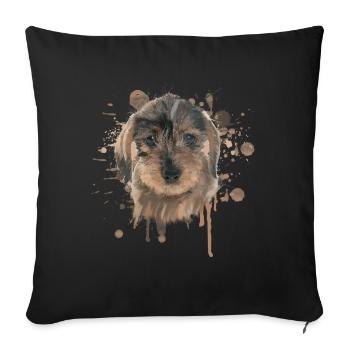 Wire-haired dachshund dachshund dachshund illustration - Sofa pillowcase 17,3'' x 17,3'' (45 x 45 cm) - black - Front