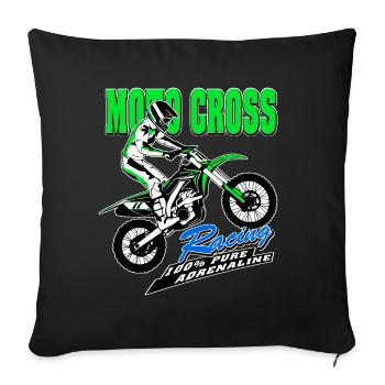 MotoCross - Supercross - MX - SX - FMX - Housse de coussin décorative 45 x 45 cm - noir - Devant