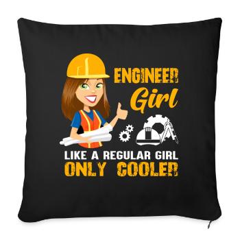 Ingénieur Femmes Dames Drôle - Housse de coussin décorative 45 x 45 cm - noir - Devant