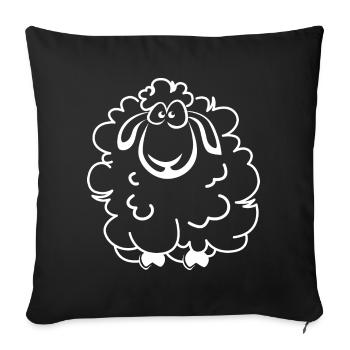moutons moutons bande dessinée icône de dessin animé drôle icône de logo - Housse de coussin décorative 45 x 45 cm - noir - Devant