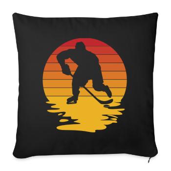 Hockey sur glace Hockey Joueur de hockey sur glace Équipe de hockey sur glace - Housse de coussin décorative 45 x 45 cm - noir - Devant