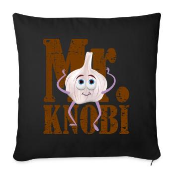 Knoblauch Mr. Knobi kochen stinken Koch - Sofakissenbezug 45 x 45 cm - Schwarz - Vorne