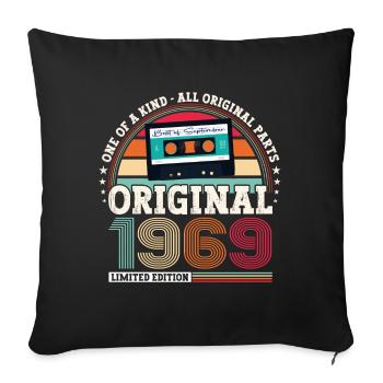 September Jahrgang 1969 53. Geburtstag Geschenk - Sofakissenbezug 45 x 45 cm - Schwarz - Vorne