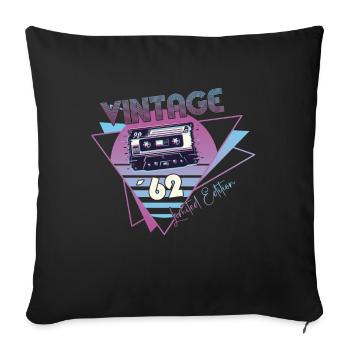 Vintage 1962 Cadeau d’anniversaire Cassette Rétro - Housse de coussin décorative 45 x 45 cm - noir - Devant
