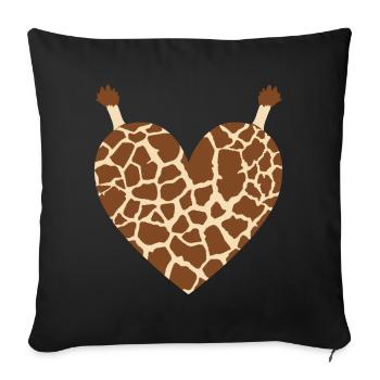 Giraffenherz-Design für Giraffenfans - Sofakissenbezug 45 x 45 cm - Schwarz - Vorne