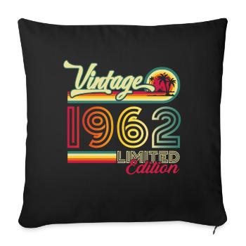 Original vintage 1962 50th birthday gift - Sofa pillowcase 17,3'' x 17,3'' (45 x 45 cm) - black - Front