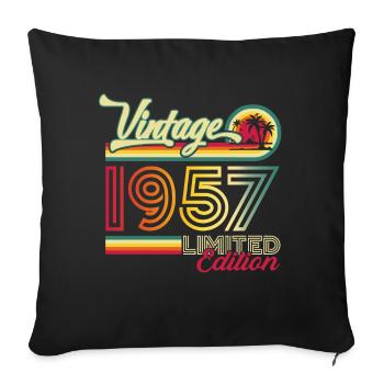 Original vintage 1957 65th birthday gift - Sofa pillowcase 17,3'' x 17,3'' (45 x 45 cm) - black - Front