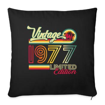 Original vintage 1977 45th birthday gift - Sofa pillowcase 17,3'' x 17,3'' (45 x 45 cm) - black - Front