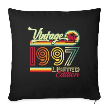 Original vintage 1997 25th birthday gift - Sofa pillowcase 17,3'' x 17,3'' (45 x 45 cm) - black - Front