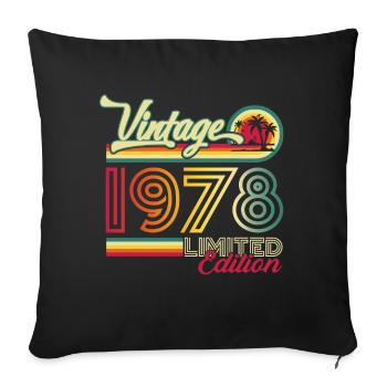 Original vintage 1978 44th birthday gift - Sofa pillowcase 17,3'' x 17,3'' (45 x 45 cm) - black - Front