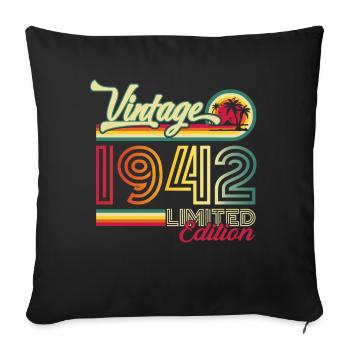 Original vintage 1942 80th birthday gift - Sofa pillowcase 17,3'' x 17,3'' (45 x 45 cm) - black - Front