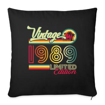 Original vintage 1989 33rd birthday gift - Sofa pillowcase 17,3'' x 17,3'' (45 x 45 cm) - black - Front