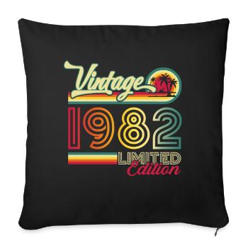 Original vintage 1982 40th birthday gift - Sofa pillowcase 17,3'' x 17,3'' (45 x 45 cm) - black - Front