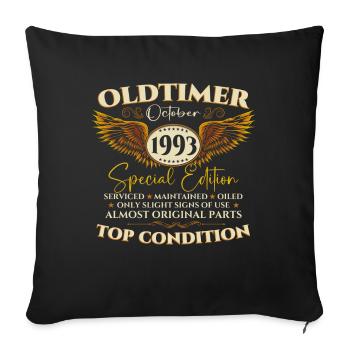 Oldtimer Octobre 1993 cadeau de 29e anniversaire - Housse de coussin décorative 45 x 45 cm - noir - Devant